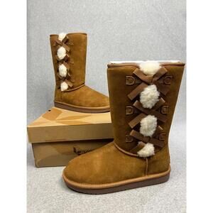 Koolaburra Womens Victoria Tall Boots Chestnut  5 Faux Fur Winter Comfort